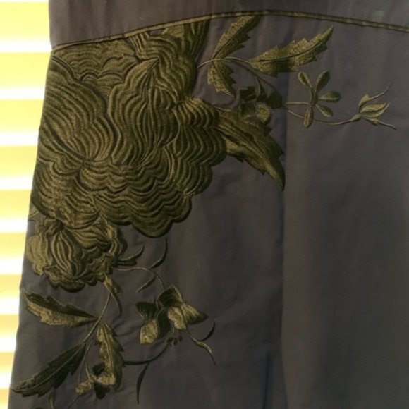 Floreat Anthropologie Sunless Skies Blue Black Floral Embroidered Bow Dress Sz2P - Picture 6 of 7